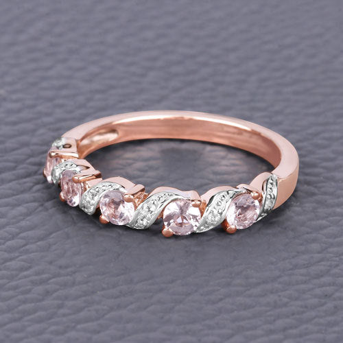 0.49 Carat Genuine Morganite and White Topaz .925 Sterling Silver Ring