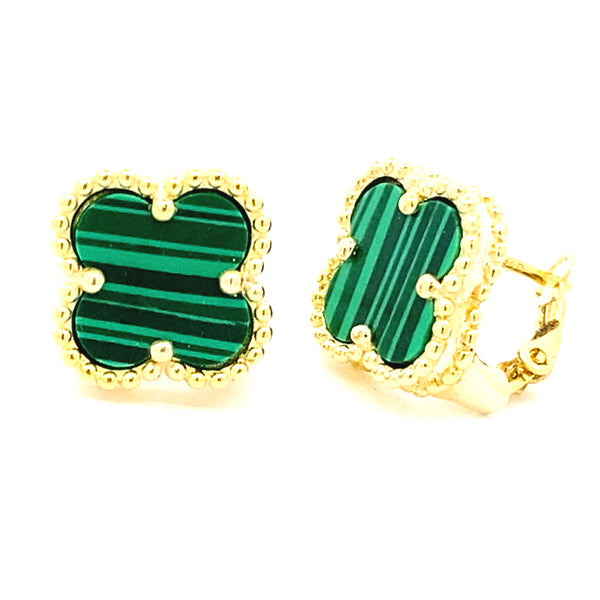 Genuine Malachite Earrings Sterling Silver