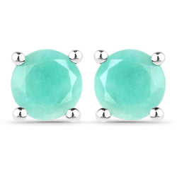 1.50 Carat Genuine Emerald .925 Sterling Silver Earrings