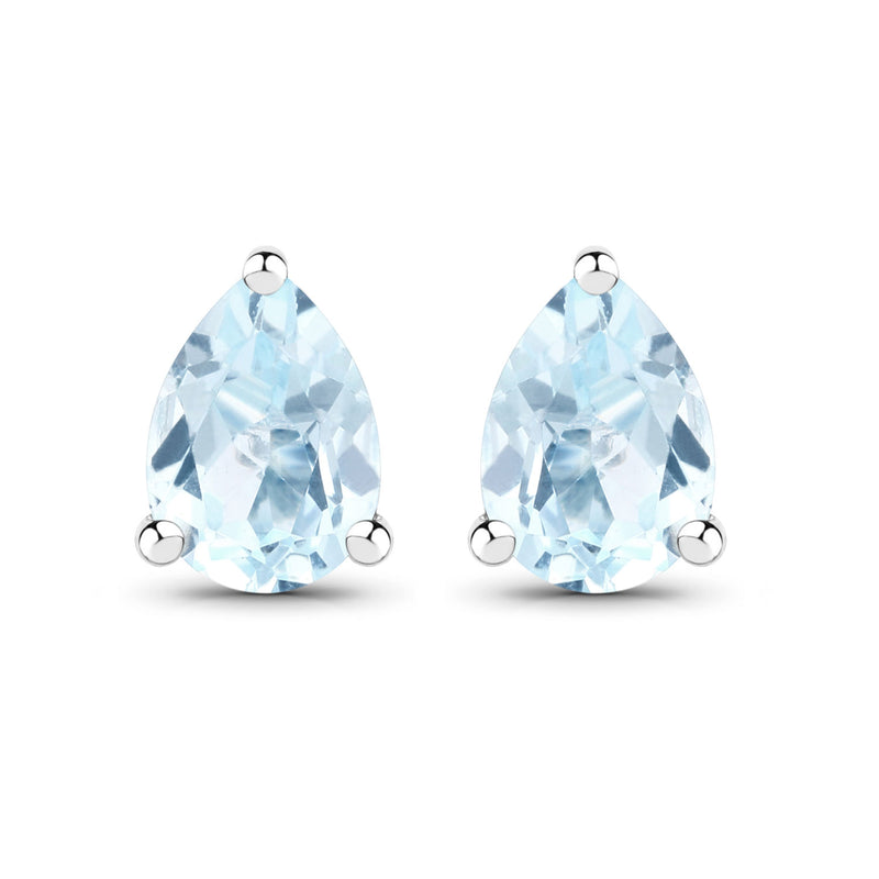 1.70 Carat Genuine Topaz Blue .925 Sterling Silver Earrings