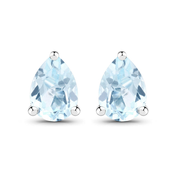 1.70 Carat Genuine Topaz Blue .925 Sterling Silver Earrings