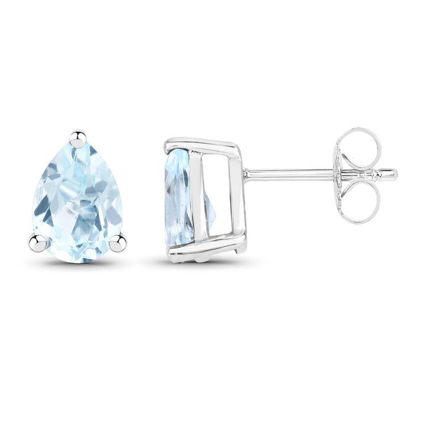 1.70 Carat Genuine Topaz Blue .925 Sterling Silver Earrings