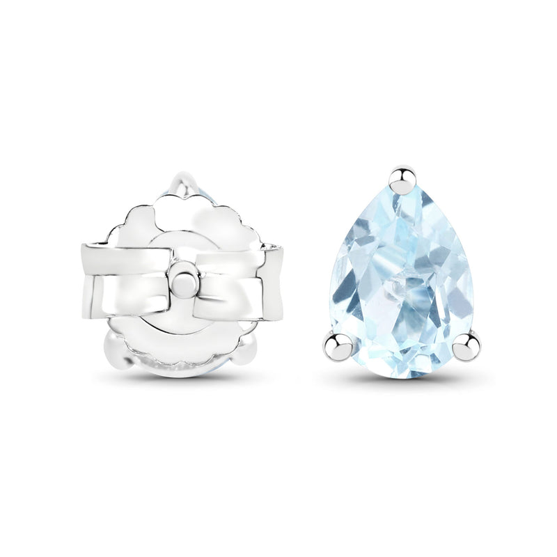 1.70 Carat Genuine Topaz Blue .925 Sterling Silver Earrings