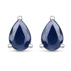 1.60 Carat Genuine Blue Sapphire .925 Sterling Silver Earrings