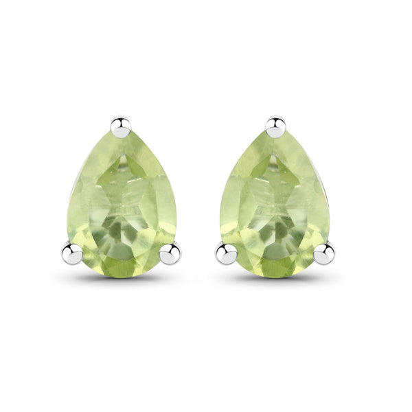 1.50 Carat Genuine Peridot .925 Sterling Silver Earrings