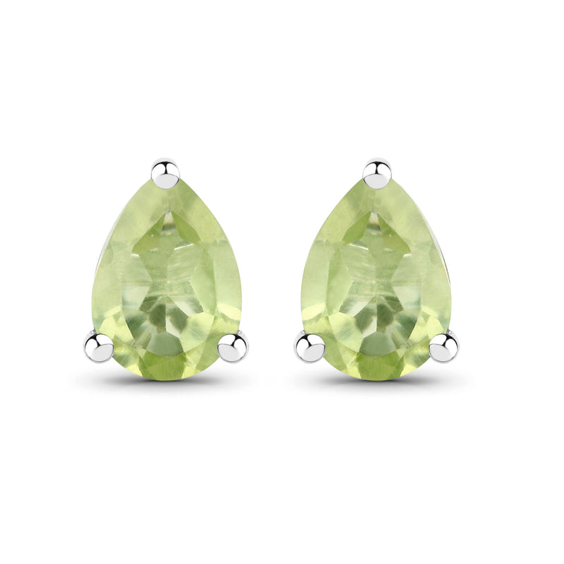 1.50 Carat Genuine Peridot .925 Sterling Silver Earrings