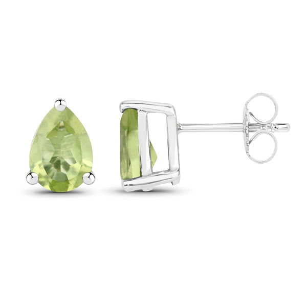 1.50 Carat Genuine Peridot .925 Sterling Silver Earrings