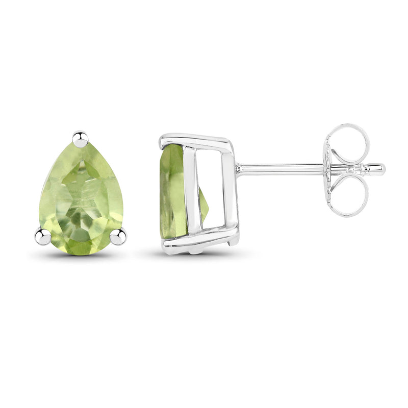 1.50 Carat Genuine Peridot .925 Sterling Silver Earrings