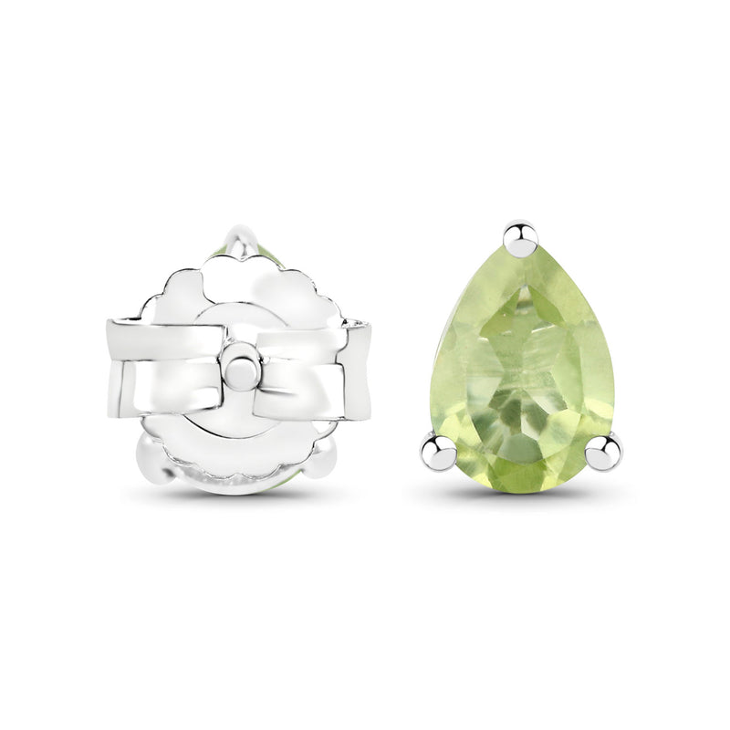 1.50 Carat Genuine Peridot .925 Sterling Silver Earrings