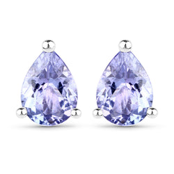 1.30 Carat Genuine Tanzanite .925 Sterling Silver Earrings