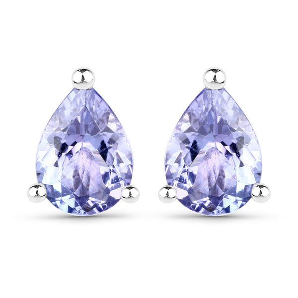 1.30 Carat Genuine Tanzanite .925 Sterling Silver Earrings