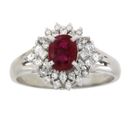 Natural 1.14ct Ruby Diamond Ring .900 Platinum