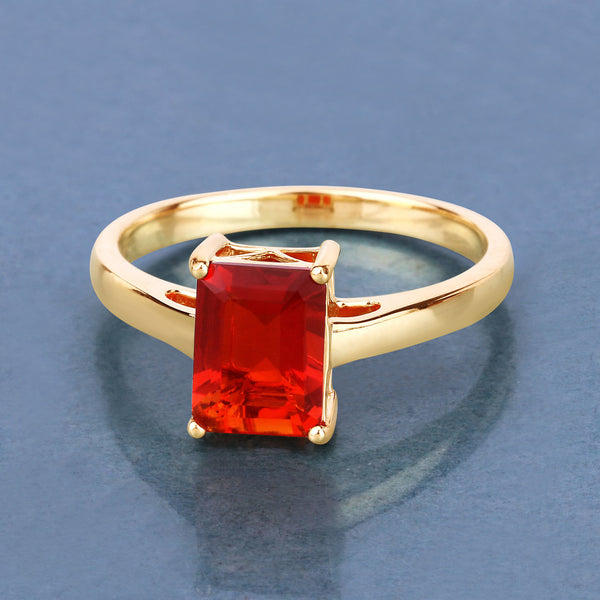 1.02 Carat Genuine Fire Opal 14K Yellow Gold Ring