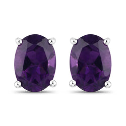 1.60 Carat Genuine Amethyst .925 Sterling Silver Earrings