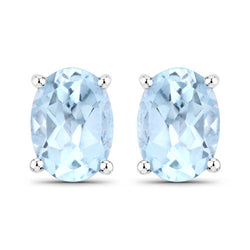 1.90 Carat Genuine Blue Topaz .925 Sterling Silver Earrings