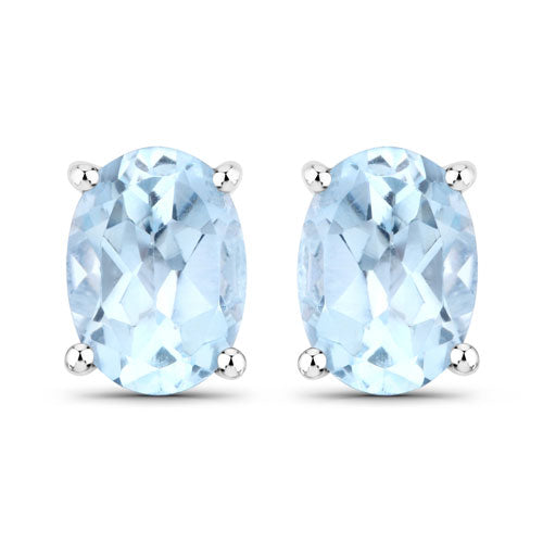 1.90 Carat Genuine Blue Topaz .925 Sterling Silver Earrings