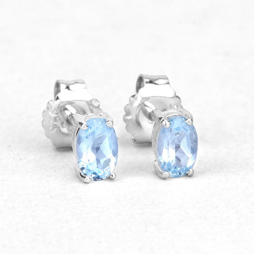 1.90 Carat Genuine Blue Topaz .925 Sterling Silver Earrings