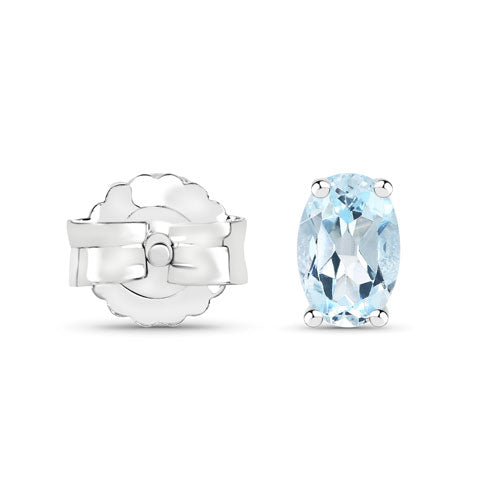 1.90 Carat Genuine Blue Topaz .925 Sterling Silver Earrings