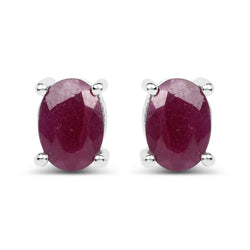 2.00 Carat Genuine Ruby .925 Sterling Silver Earrings