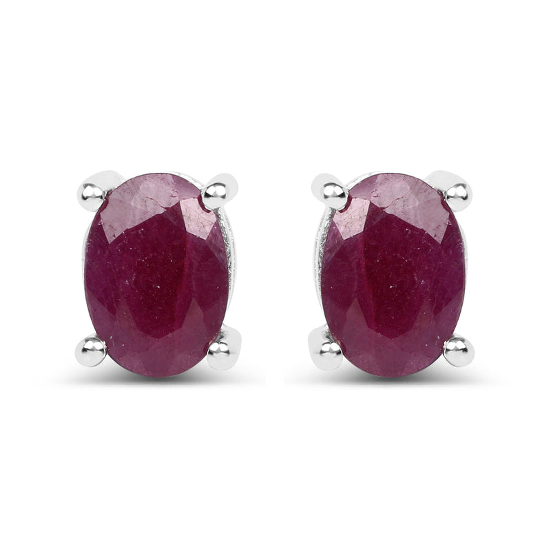 2.00 Carat Genuine Ruby .925 Sterling Silver Earrings