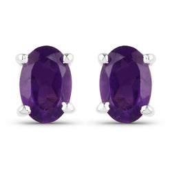 0.76 Carat Genuine Amethyst .925 Sterling Silver Earrings
