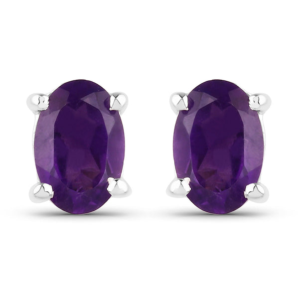 0.76 Carat Genuine Amethyst .925 Sterling Silver Earrings