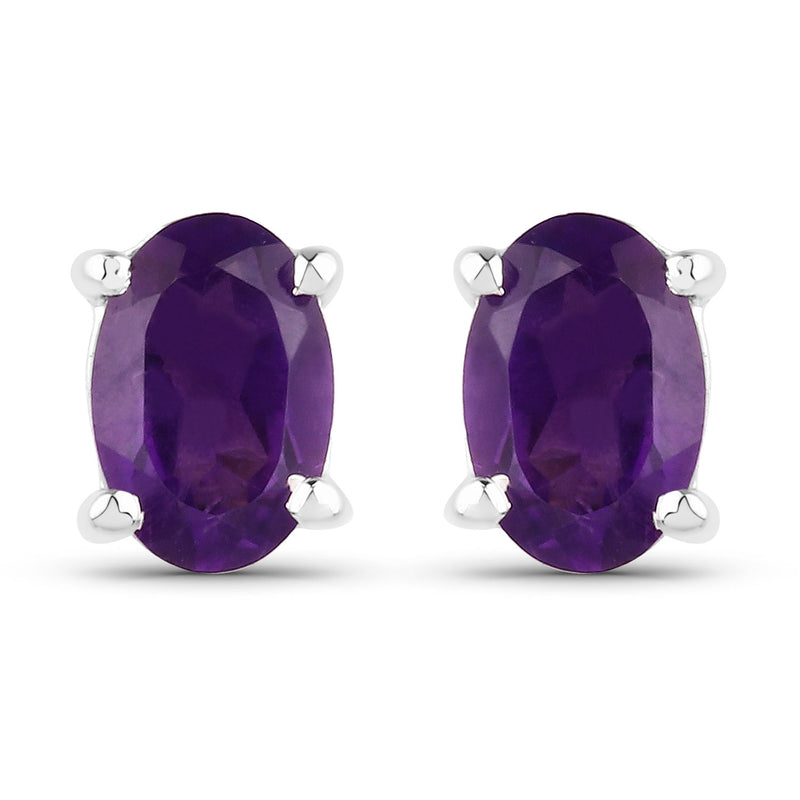 0.76 Carat Genuine Amethyst .925 Sterling Silver Earrings