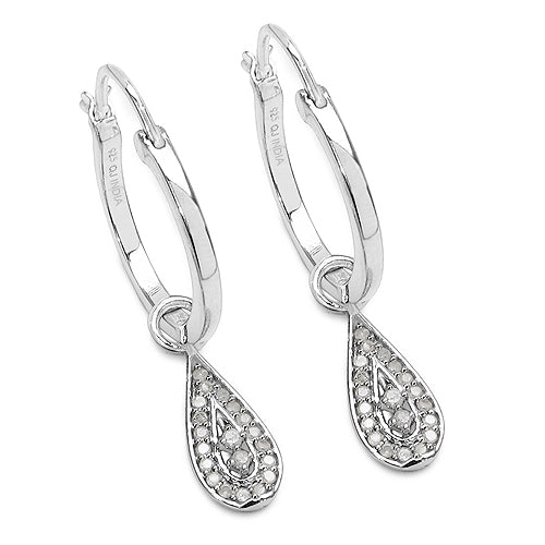 0.28 Carat Genuine White Diamond .925 Sterling Silver Earrings