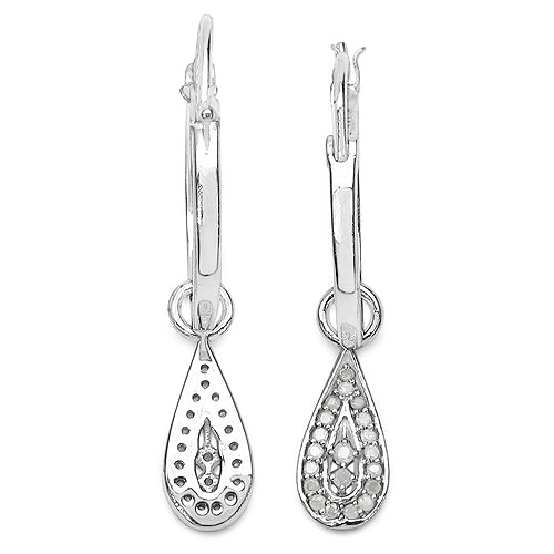 0.28 Carat Genuine White Diamond .925 Sterling Silver Earrings