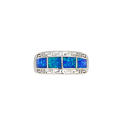 Natural Created Opal Ring Sterling Silver