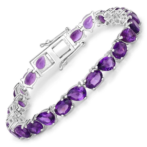 20.04 Carat Genuine Amethyst .925 Sterling Silver Bracelet