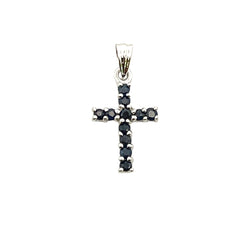 .21ct Sapphire Cross Religious Pendant 10KT White Gold