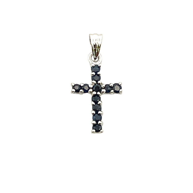 .21ct Sapphire Cross Religious Pendant 10KT White Gold