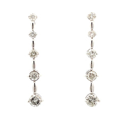 Genuine .84ct Diamond Dangle Earrings 18KT White Gold