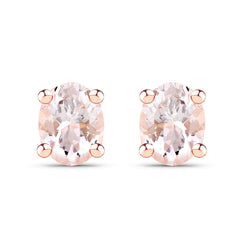 14K Rose Gold Plated 0.50 Carat Genuine Morganite .925 Sterling Silver Earrings for Women