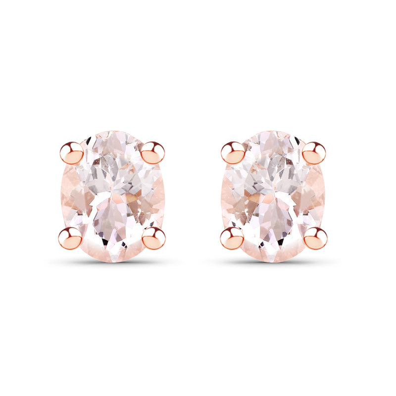 14K Rose Gold Plated 0.50 Carat Genuine Morganite .925 Sterling Silver Earrings for Women