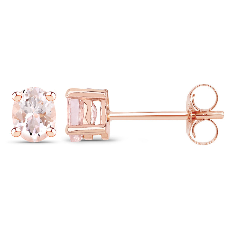 14K Rose Gold Plated 0.50 Carat Genuine Morganite .925 Sterling Silver Earrings for Women