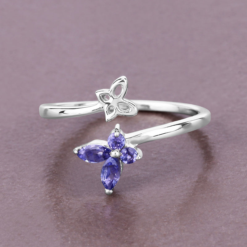 0.23 Carat Genuine Tanzanite .925 Sterling Silver Ring