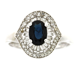 Natural 1.25ct Sapphire Diamond Ring 10KT White Gold