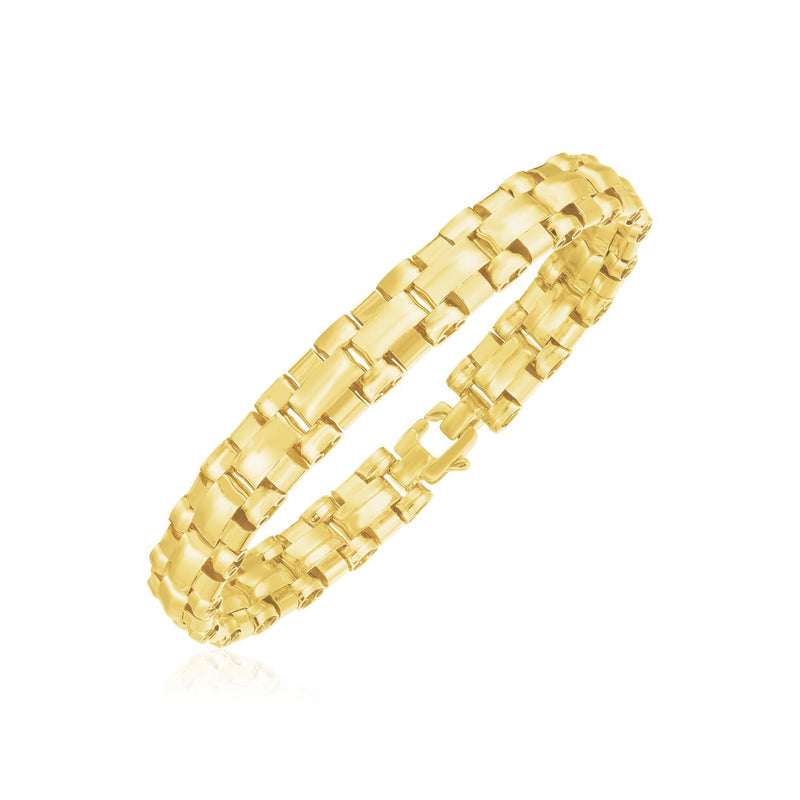 14k Yellow Gold High Polish Large Link Panther Link Bracelet (9.4mm)