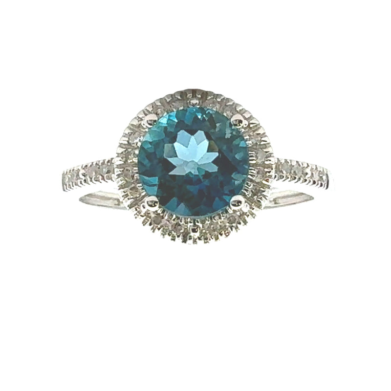 1.28ct London Blue Topaz Diamond Ring 14KT White Gold