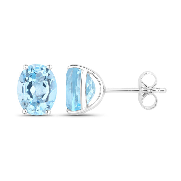 4.00 Carat Genuine Blue Topaz .925 Sterling Silver Earrings