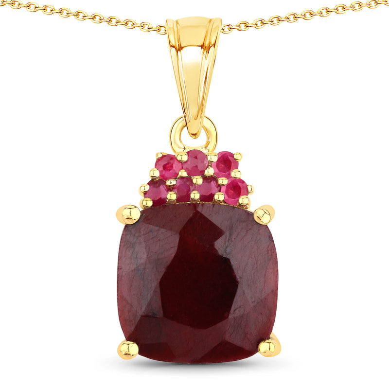 7.57 Carat Dyed Ruby and Ruby .925 Sterling Silver Pendant