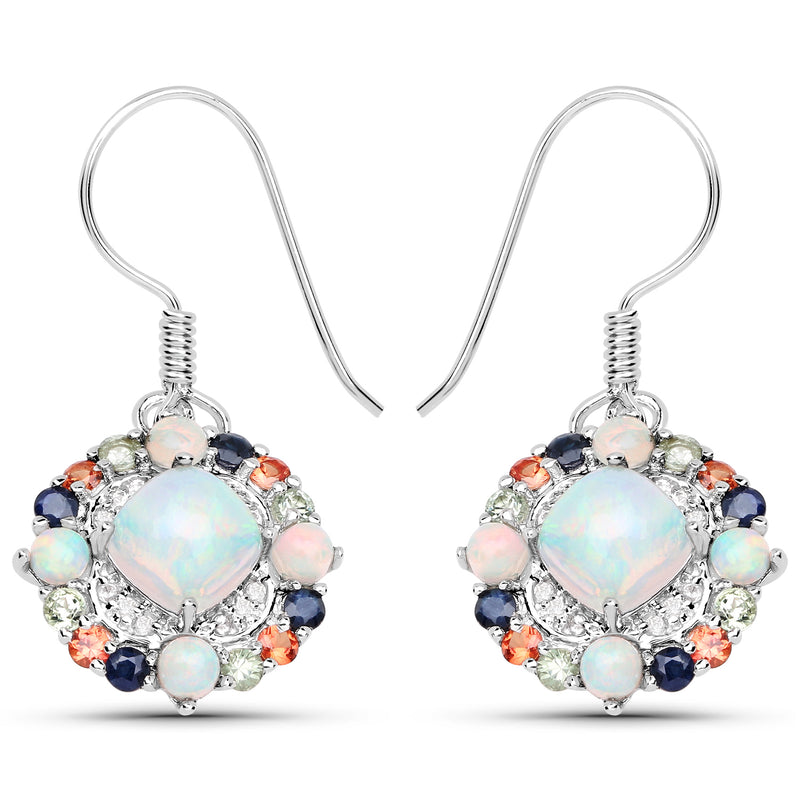 4.73 Carat Genuine Multi Stone .925 Sterling Silver Earrings
