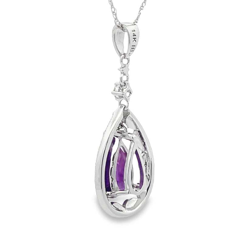 Amethyst Diamond Fashion Pendants 14KT White Gold