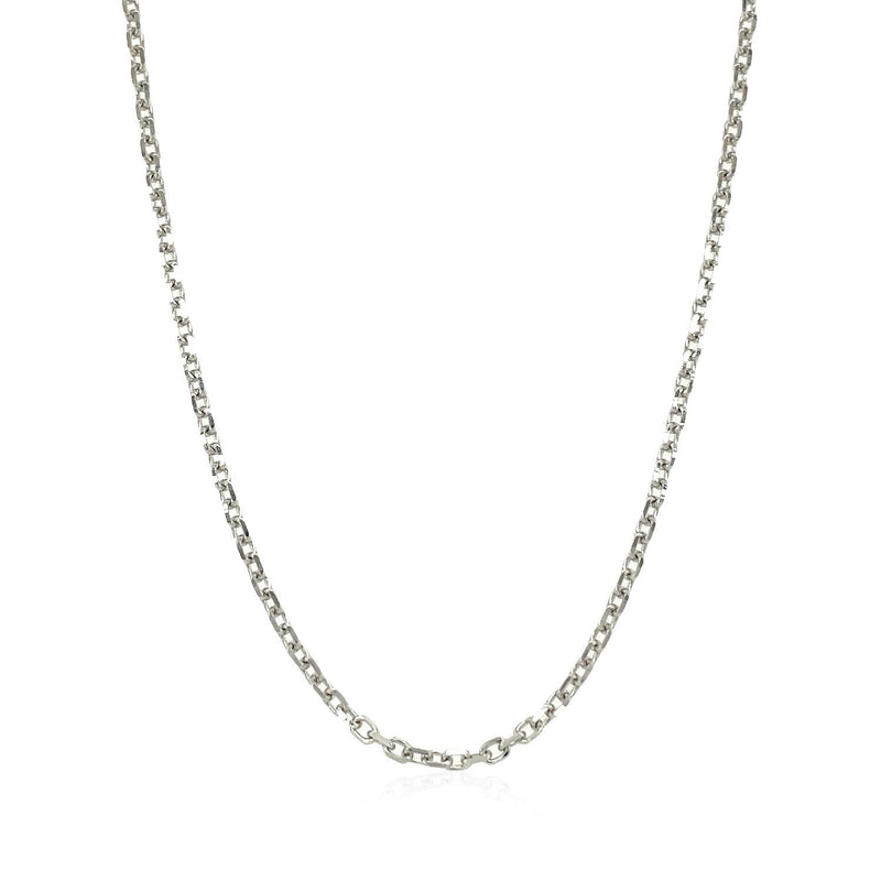 18k White Gold Diamond Cut Cable Link Chain (1.90 mm)