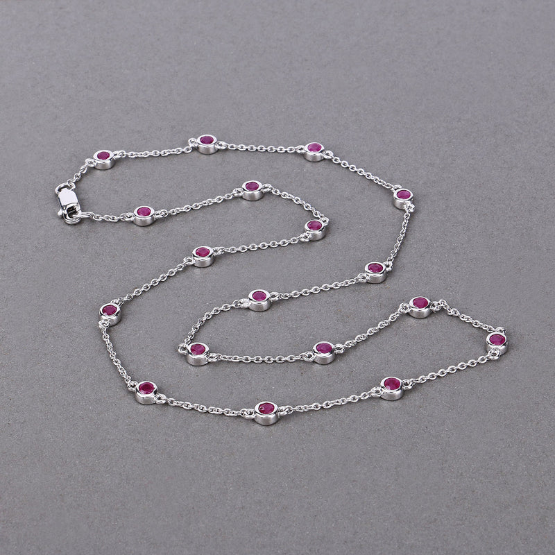 2.34 Carat Genuine Ruby .925 Sterling Silver Necklace