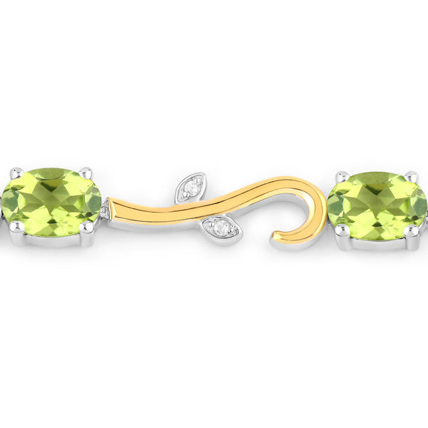 4.21 Carat Genuine Peridot and White Topaz .925 Sterling Silver Bracelet