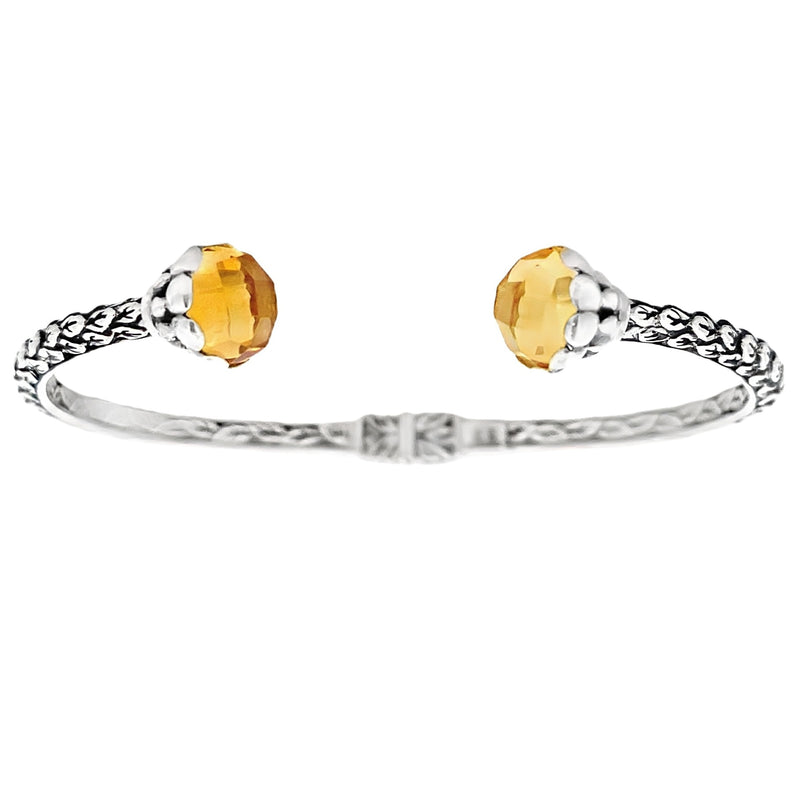 Natural Citrine Bangle Bracelet Sterling Silver