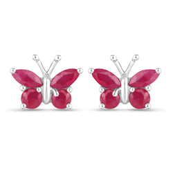 0.63 Carat Genuine Ruby .925 Sterling Silver Earrings